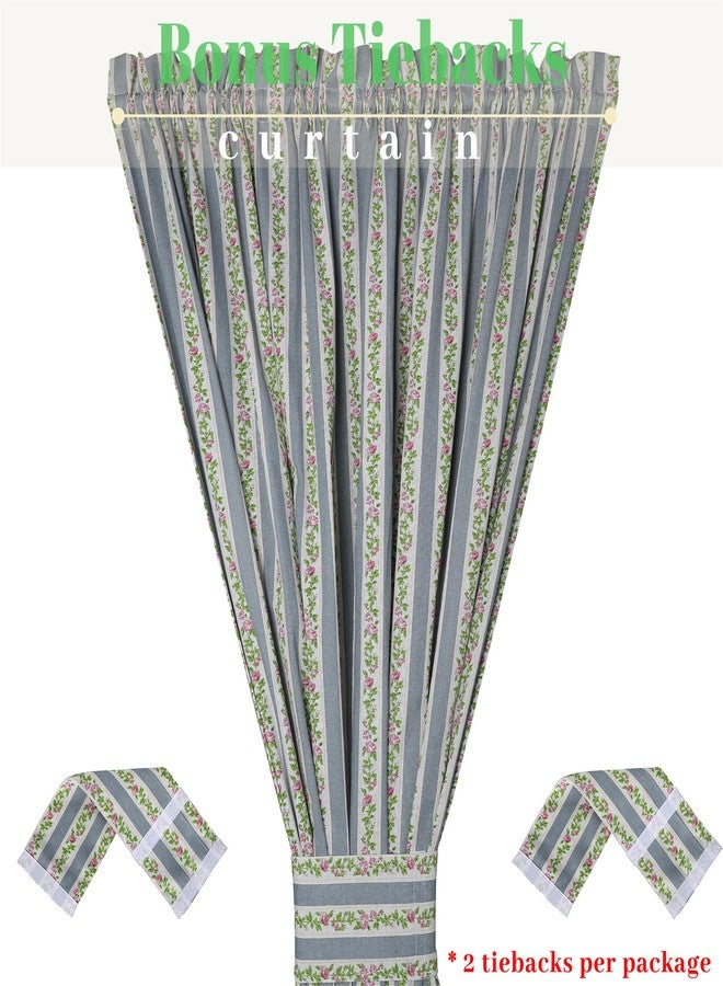 Moslovstar Linen French Door Curtains Set of 2, Elegant Country Style Wisteria Flower Front Door Curtain Dual Rod Pocket Tiebacks Included, 25" W x 72" L - Image 4